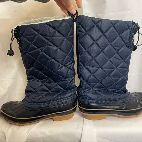 BASS | POTTER Women’s Navy Steel Shank Quilted Upper Rubber Bottom Boot Size 8 - Picture 8 of 14